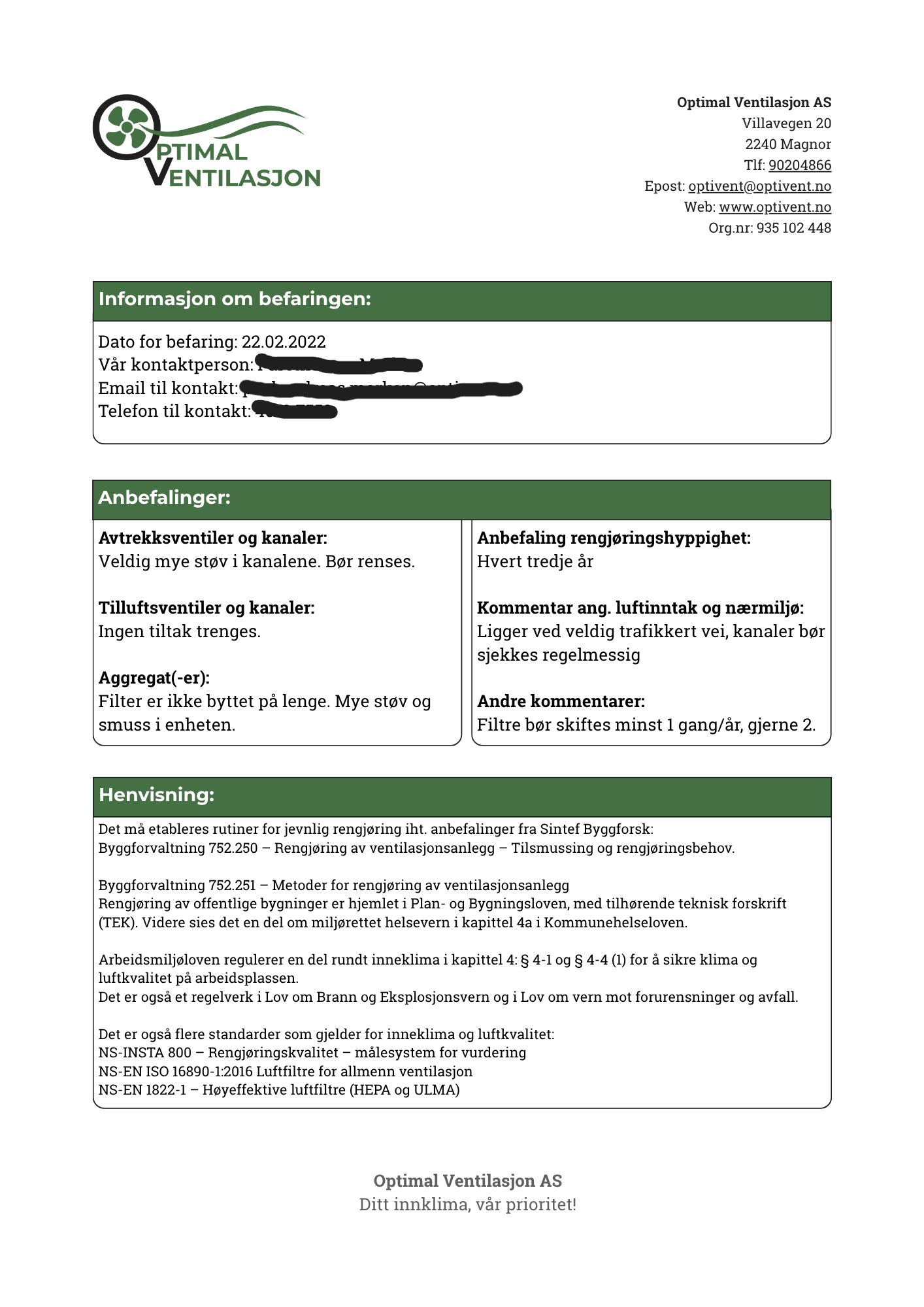 Befaringsrapport - Visningsmal