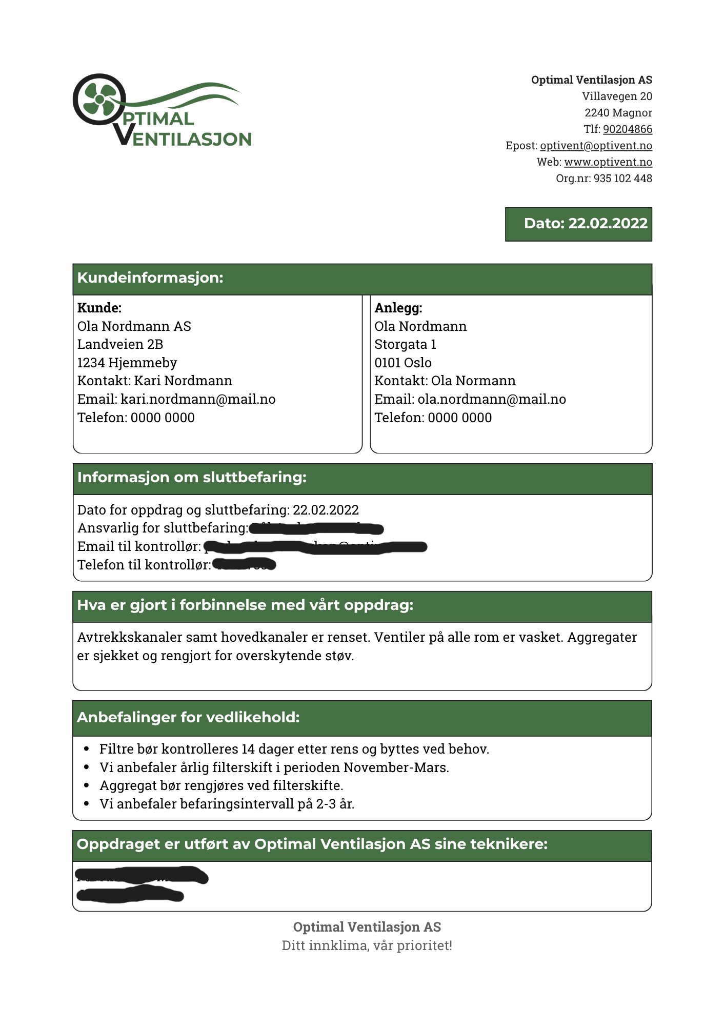 Sluttrapport - Visningsmal